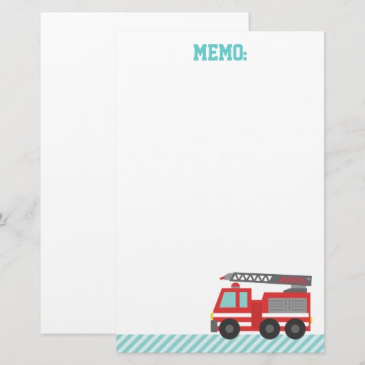 Cute Red Fire Truck voor Little Fire strijders Briefpapier (Voorkant / Achterkant)