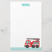 Cute Red Fire Truck voor Little Fire strijders Briefpapier (Voorkant)