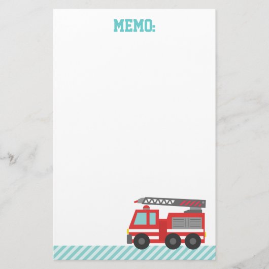Cute Red Fire Truck voor Little Fire strijders Briefpapier (Voorkant)