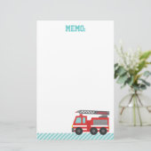 Cute Red Fire Truck voor Little Fire strijders Briefpapier (Staand voorkant)