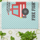 Cute Red Fire Truck voor Little Fire strijders Theedoek (Gevouwen)