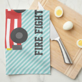 Cute Red Fire Truck voor Little Fire strijders Theedoek (Quarter Fold)