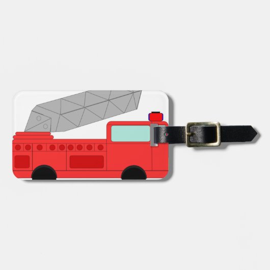 Cute Red Firetruck Bagagelabel (Voorkant horizontaal)