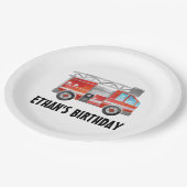 Cute Red Firetruck Birthday Party Papieren Bordje (Gekanteld)
