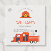 Cute Red Firetruck Engine Kinder elke zondag Bedankjes Labels (Voorkant)