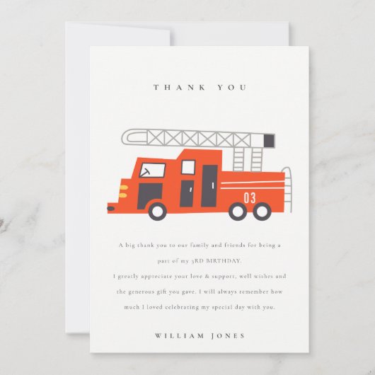 Cute Red Firetruck Engine Kinder elke zondag Bedankkaart (Voorkant)