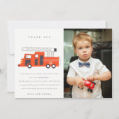 Cute Red Firetruck Engine Kinder elke zondag Bedankkaart (Voorkant)