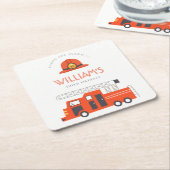 Cute Red Firetruck Engine Kinder elke zondag Kartonnen Onderzetters (Schuin)