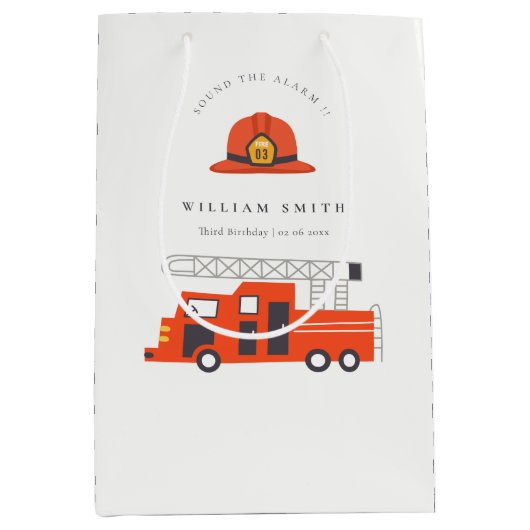 Cute Red Firetruck Engine Kinder elke zondag Medium Cadeauzakje (Voorkant)