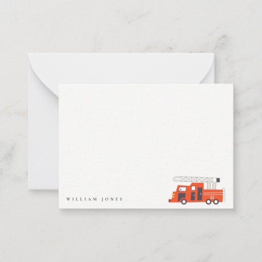 Cute Red Firetruck Engine Kinder elke zondag Notitiekaartje (Voorkant)