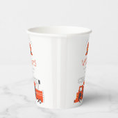 Cute Red Firetruck Engine Kinder elke zondag Papieren Bekers (Rechts)