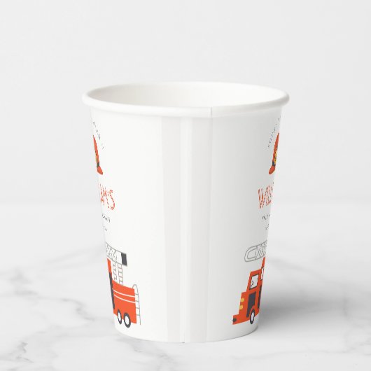 Cute Red Firetruck Engine Kinder elke zondag Papieren Bekers (Rechts)