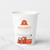 Cute Red Firetruck Engine Kinder elke zondag Papieren Bekers (Voorkant)