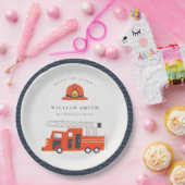 Cute Red Firetruck Engine Kinder elke zondag Papieren Bordje (Feest)