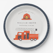 Cute Red Firetruck Engine Kinder elke zondag Papieren Bordje (Voorkant)