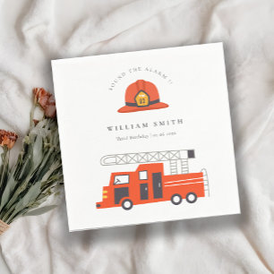 Cute Red Firetruck Engine Kinder elke zondag Servet