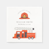 Cute Red Firetruck Engine Kinder elke zondag Servet (Voorkant)
