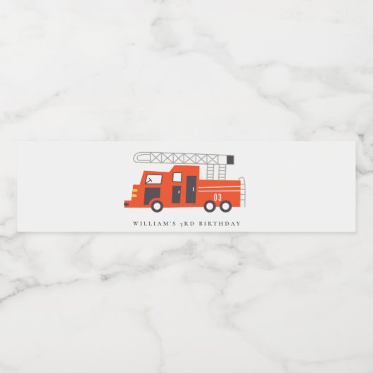 Cute Red Firetruck Engine Kinder elke zondag Waterfles Etiket (Enkel label)