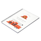 Cute Red Firetruck Kinderen Elke leeftijd Birthday Notitieboek (Linkerzijde)