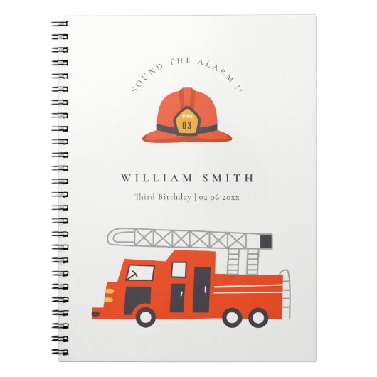 Cute Red Firetruck Kinderen Elke leeftijd Birthday Notitieboek (Voorkant)