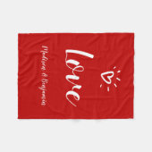 Cute Red Fleece Blanket met hart voegt Jouw naam t (Voorkant (Horizontaal))