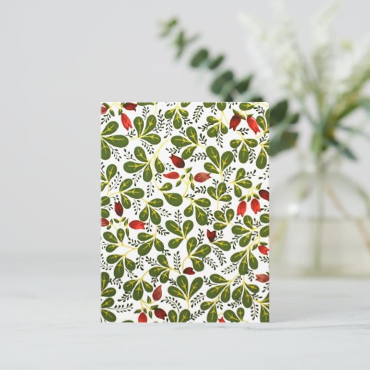 Cute Red  Floral Pattern Briefkaart (Staand voorkant)