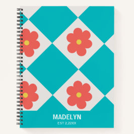 Cute Red flowers Personalized Name Spiral Notebook Notitieboek