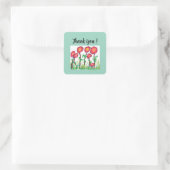 Cute Red Flowers Vierkante Sticker (Tas)