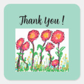 Cute Red Flowers Vierkante Sticker (Voorkant)