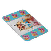 Cute Red Fox Animal Blauwgroen Roos Rozen Magneet (Rechterzijde)