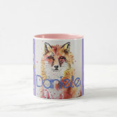 Cute Red Fox Animal Paarse Pansies Mok (Midden)