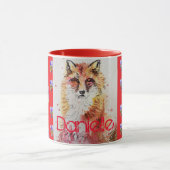 Cute Red Fox Animal Rozen Florence Waterverf Mok (Midden)