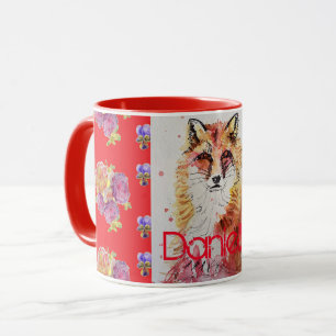 Cute Red Fox Animal Rozen Florence Waterverf Mok