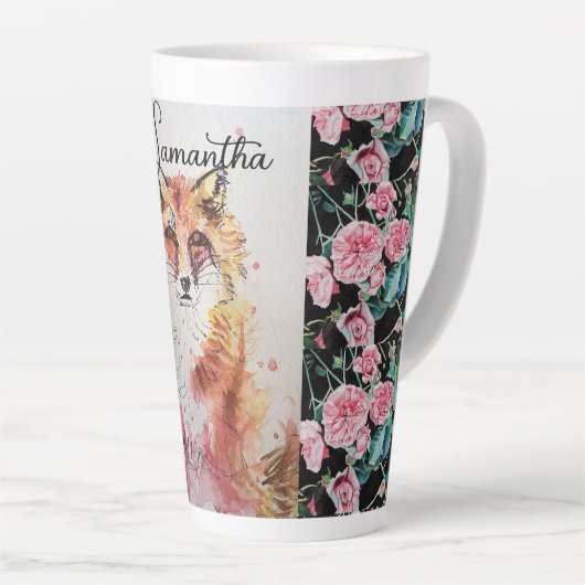 Cute Red Fox Animal Rozen Waterverf Latte Mok (Rechterhoek)