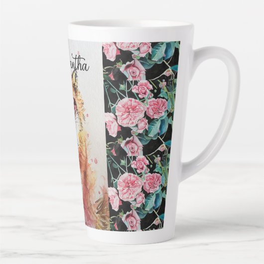 Cute Red Fox Animal Rozen Waterverf Latte Mok (Rechts)