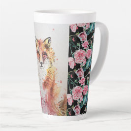 Cute Red Fox Animal Rozen Waterverf Latte Mok