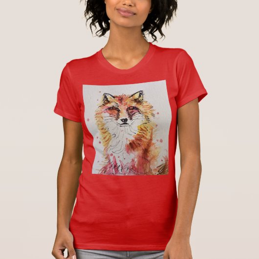 Cute Red Fox Animal Waterverf art. T Shirt (Voorkant)
