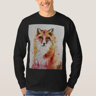 Cute Red Fox Animal Waterverf Mannen T-shirt