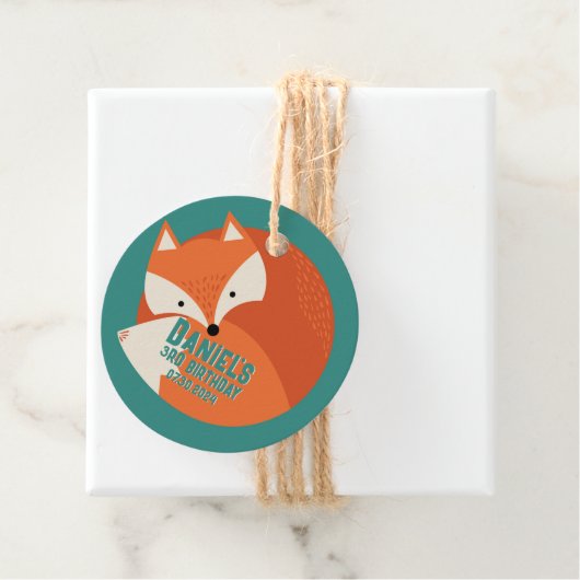Cute Red Fox Cartoon Animals Kind Bedankjes Labels (In situ)