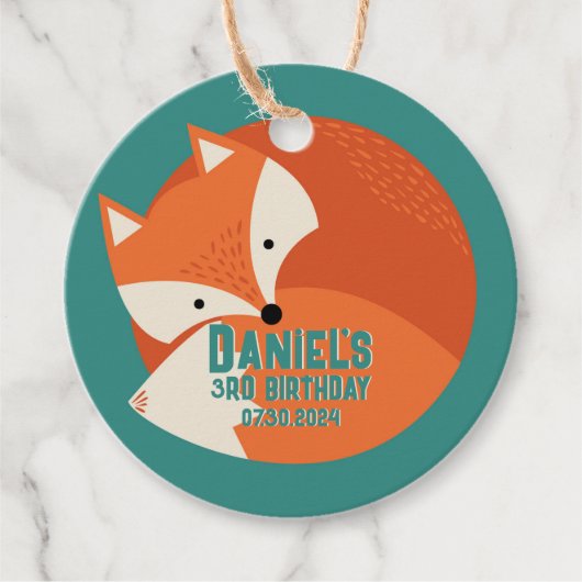 Cute Red Fox Cartoon Animals Kind Bedankjes Labels (Voorkant)