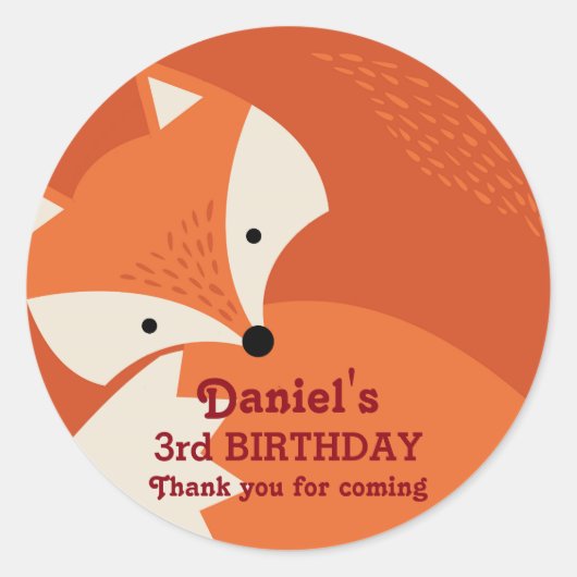 Cute Red Fox Cartoons Birthday Stickers (Voorkant)