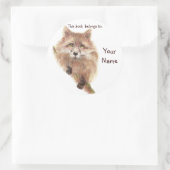 Cute Red Fox, dit boek hoort bij Bookplate Ronde Sticker (Tas)