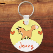 Cute Red Fox en Hearts Sleutelhanger (Voorkant)