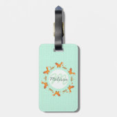 Cute Red Fox en Hearts Wreate met monogram Bagagelabel (Achterkant verticaal)