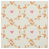 Cute Red Fox en Hearts Wreattern Stof (Swatch)