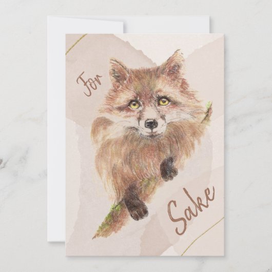 Cute Red Fox Funny for Foxs Sake Quote T-Shirt Po Kaart (Voorkant)