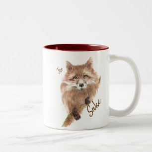 Cute Red Fox Funny voor Foxs Sake Quote Tweekleurige Koffiemok