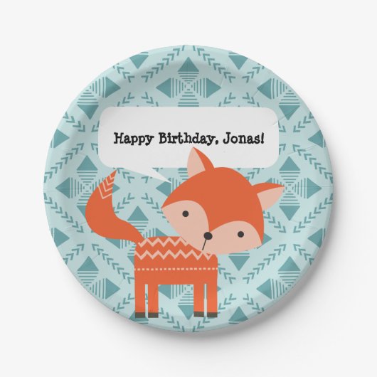 Cute Red Fox gepersonaliseerde Party Borden Papieren Bordje (Voorkant)
