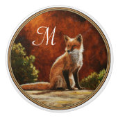 Cute Red Fox in de zon Keramische Knop (Voorkant)