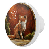 Cute Red Fox in de zon Keramische Knop (Rechts)